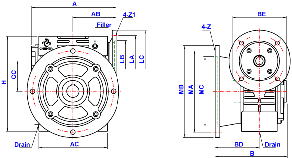 蜗轮减速机UMM50-135详细图纸