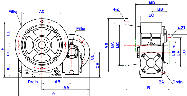 蜗轮减速机UMX40/70-80/135详细图纸