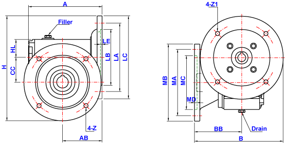 蜗轮减速机DMM60-70详细图纸